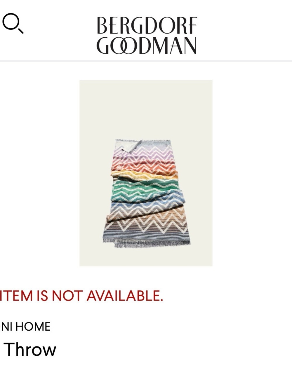 NWT Missoni Sam Throw